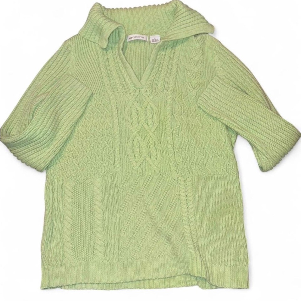 Liz Claiborne Women's Green Cable Knit Sweater